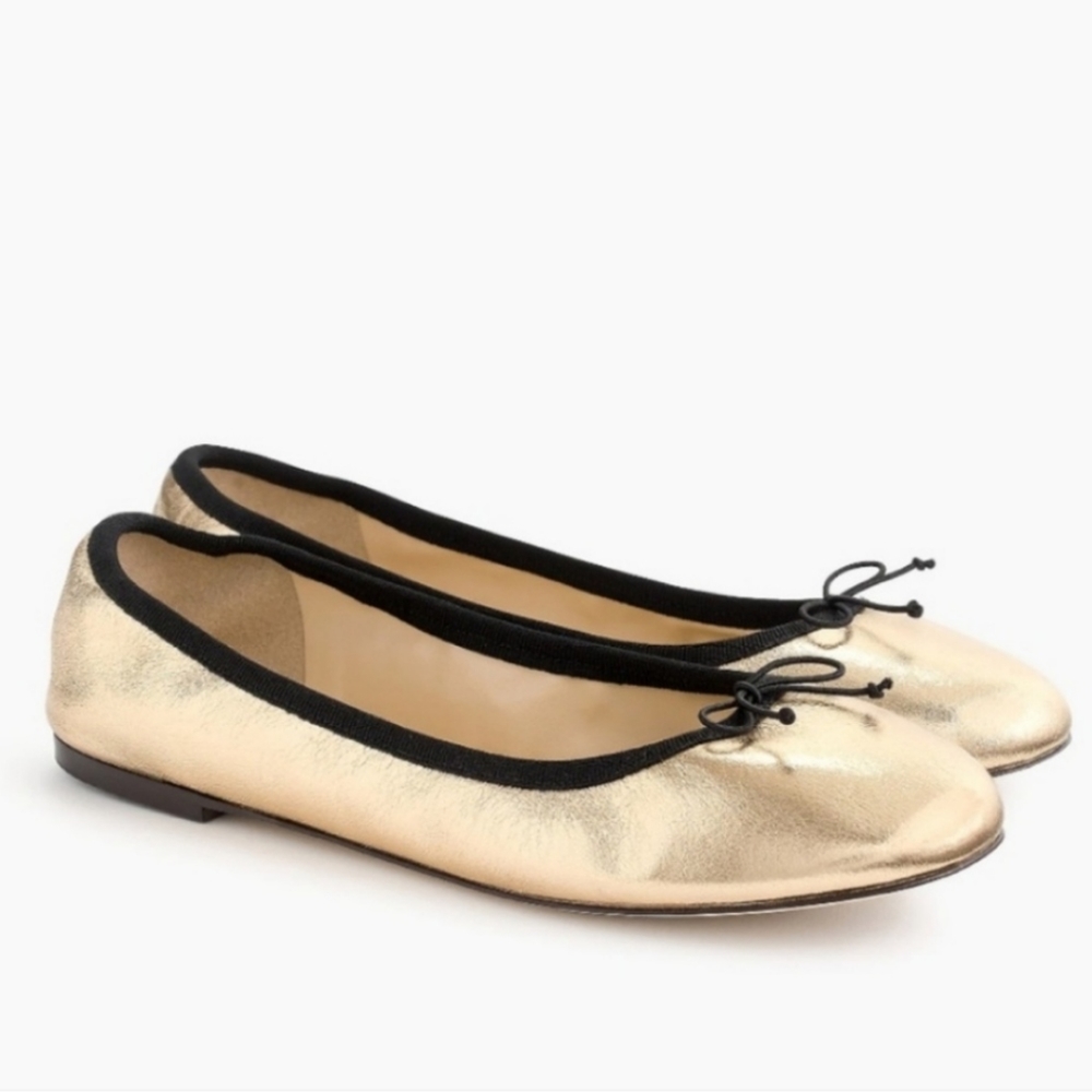 NWT J Crew Metallic Gold Ballet Flats 8.5